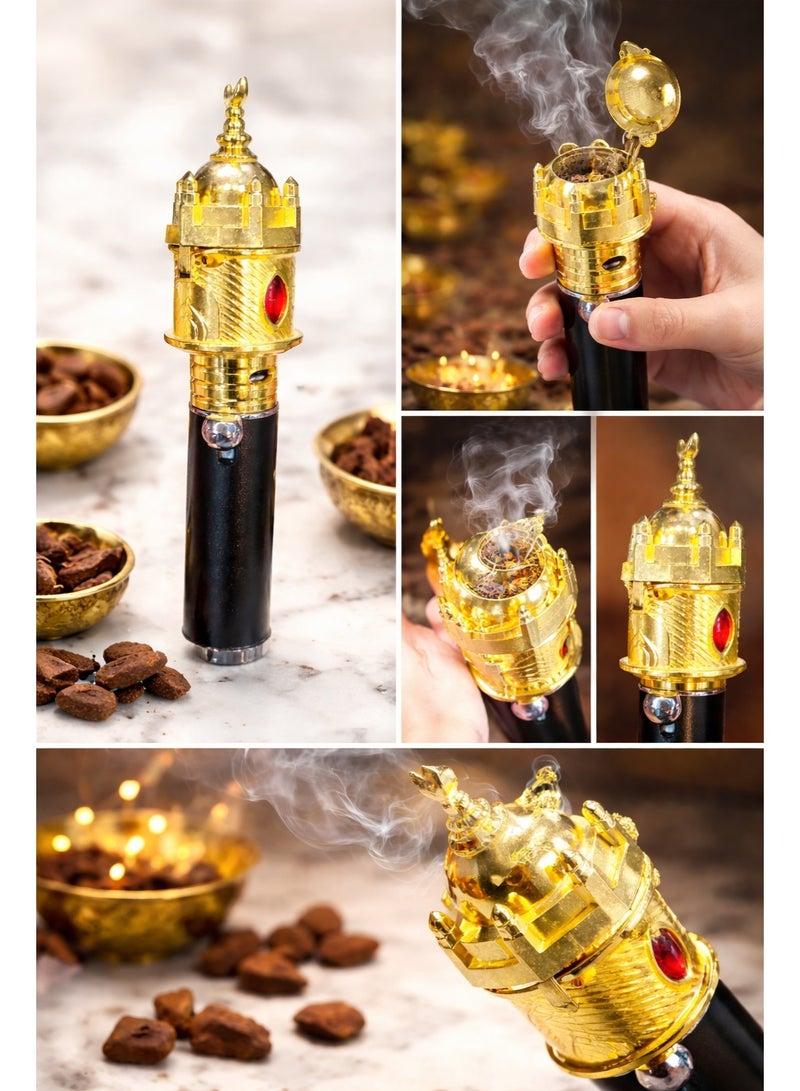 REFURA Portable Bukhoor Incense Burner – Luxury Gold Bakhoor Burner | Handheld Mabkhara for Home & Car - Image 2